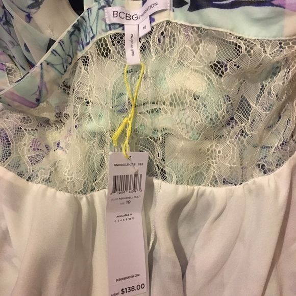 NWT $138 BCBGeneration | Aquashell | Racerback Tiered Lace Inset Dress | 10 - Picture 14 of 15
